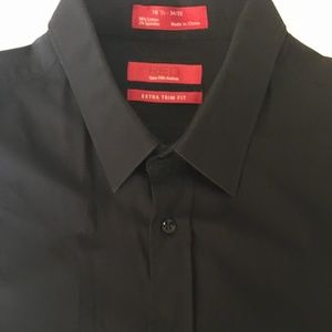 Saks Fifth Avenue RED Mens Dress Shirt Black Larg